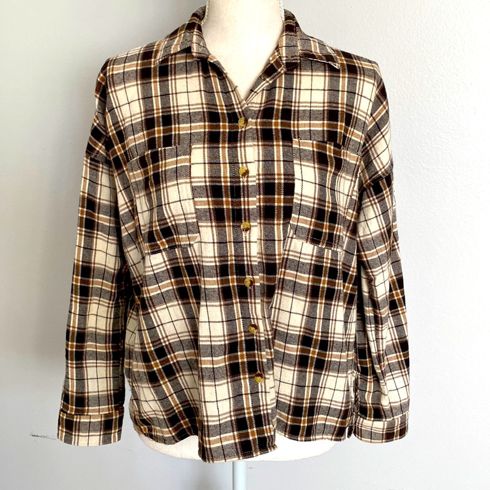 L.A. Hearts Long-Sleeve Flannel Top, Size XS